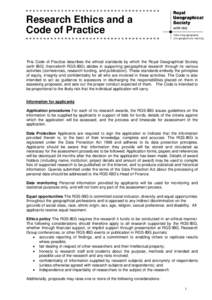 Geography of the United Kingdom / Royal Geographical Society / South Kensington / Professional ethics / Evaluation / Research / Institutional review board