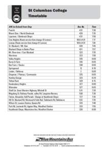 School Bus Services St Columbas College Timetable