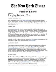 November 30, 2012  Fashion & Style THE BUZZ  Partying Is an Art, Too