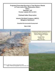 Proposed Prescribed Burning to Treat Noxious Weeds at Three Jocko River Restoration Sites— Hatier, Squeque, and Former Leases 4513 & 4515 Flathead Indian Reservation