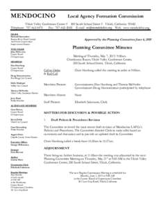 MENDOCINO  Local Agency Formation Commission Ukiah Valley Conference Center ◊ 200 South School Street ◊ Ukiah, CaliforniaTelephone: 