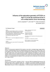 Influence of the adsorption geometry of PTCDA on Ag(111) on the tip–molecule forces in non-contact atomic force microscopy