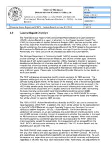 ATTACHMENT  STATE OF MICHIGAN DEPARTMENT OF COMMUNITY HEALTH MEDICAID MANAGED SPECIALTY SUPPORTS AND SERVICES CONCURRENT WAIVER PROGRAMS CONTRACT – 1915(I) – AUTISM