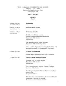 TEAM TAMARISK: COOPERATING FOR RESULTS March 31 – April 2, 2004 Radisson Hotel and Conference Center Albuquerque, NM DRAFT AGENDA March 31