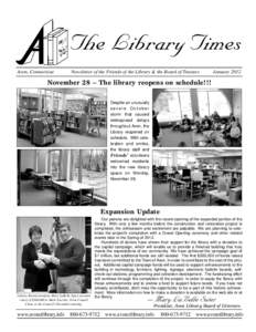 The Library Times Avon, Connecticut Newsletter of the Friends of the Library & the Board of Trustees  January 2012