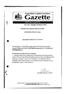 I  SPECIAL GAZETTE No. S51, Tuesday 30 March 1993 Administrative
