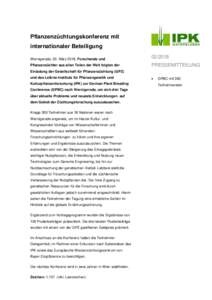 Pflanzenzüchtungskonferenz mit internationaler Beteiligung Wernigerode, 03. MärzForschende und