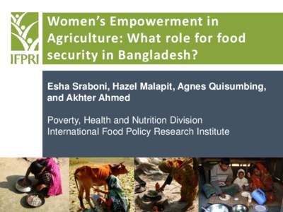 Women’s Empowerment in Agriculture: What role for food security in Bangladesh?