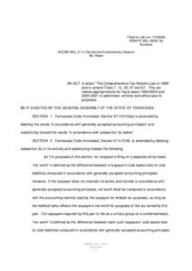 Filed for intro on[removed]SENATE BILL 8038 By Rochelle HOUSE BILL 27 of the Second Extraordinary Session By Head