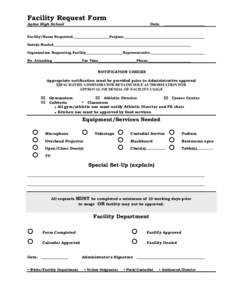 Facility Request Form Aptos High School Date.  Facility/Room Requested.