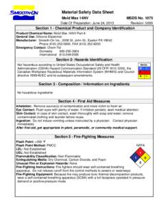 Material Safety Data Sheet Mold Max 14NV MSDS NoDate Of Preparation: June 24, 2013