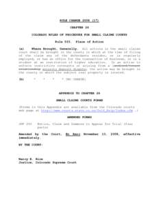 Covenant / Restrictive covenant / State court / Law / Small claims court / Colorado Supreme Court