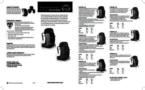 Manual del propietario de la serie Kestrel/Kyte ADDONS™ DE OSPREY  Personaliza y protege tu mochila con la