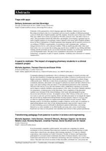 Abstracts Traps with apps Bethany Andersson and Ann Beveridge Faculty of Education & Arts, Edith Cowan University Email: ,  Graduates of the grammarless whole language approach