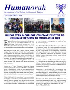 Humanorah  the newsletter of the Society for Humanistic Judaism Autumn 2012/WinterVol. 35 No. 1