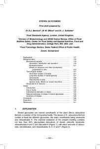 STEVIOL GLYCOSIDES First draft prepared by Dr D.J. Benford 1; Dr M. DiNovi 2 and Dr. J. Schlatter 3