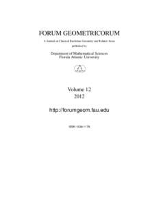 FORUM GEOMETRICORUM A Journal on Classical Euclidean Geometry and Related Areas published by