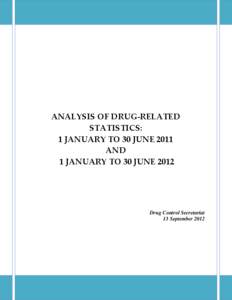 ANALYSIS OF DRUG-RELATED STATISTICS: 1 JANUARY TO 30 JUNE 2011 AND 1 JANUARY TO 30 JUNE 2012