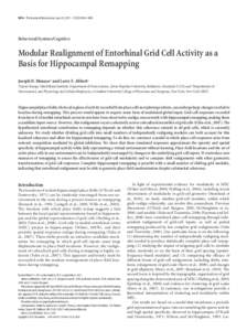 9414 • The Journal of Neuroscience, June 22, 2011 • 31(25):9414 –9425  Behavioral/Systems/Cognitive Modular Realignment of Entorhinal Grid Cell Activity as a Basis for Hippocampal Remapping