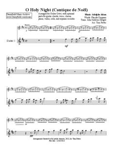 O Holy Night (Cantique de Noël) Arranged for Guitar Octet, with optional parts for guitar chords, voice, chorus, piano, violin, cello, and soprano recorder  Daisyfield Music Archive