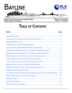 BAYLINE Bulletin of the San Francisco Bay Region Chapter Special Libraries Association