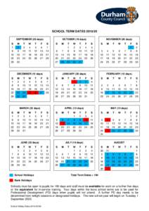 SCHOOL TERM DATESSEPTEMBER (20 days) S