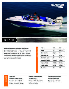 Want an unbeatable friend-and-family boat? One that’s ready to play – and up for any kind of water sport? Check out the GT 160, a 16-foot bowrider that delivers engine-revving good looks  NOTABLE