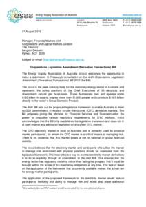 Microsoft WordTreasury G20 OTC - Corporations Legislation Amendment (Derivative Transactions) Bill - esaa submiss