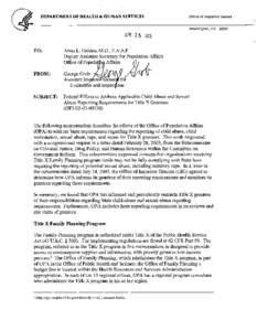 Federal Efforts to Address Applicable Child Abuse and Sexual Abuse Reporting Requirements for Title X Grantees (OEI[removed])