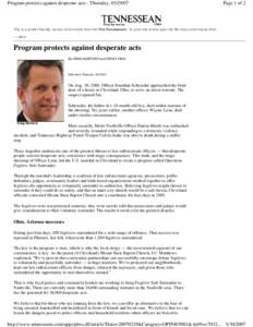 Program protects against desperate acts - Thursday, [removed]Page 1 of 2 Program protects against desperate acts By CRAIG MORFORD and DENNY KING