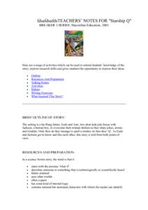 Microsoft Word - Starship Q - Teachers Notes.doc