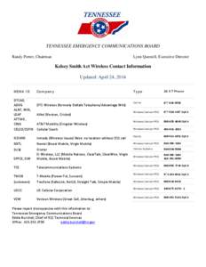 TENNESSEE EMERGENCY COMMUNICATIONS BOARD Randy Porter, Chairman Lynn Questell, Executive Director  Kelsey Smith Act Wireless Contact Information