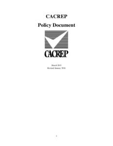 CACREP Policy Document March 2015 Revised January 2016