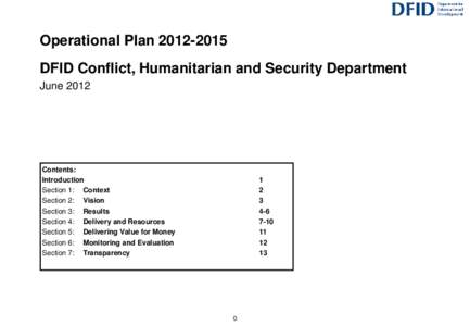 DFID Conflict, Humanitarian and Security Department Operational Plan[removed]