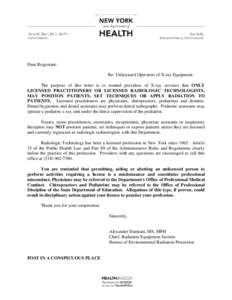 Unlicensed Operators of X-Ray Equipment Letter