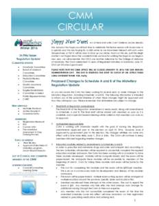 CMM CIRCULAR Happy New Year! Winter 2016 In this Issue: ‘Regulation Update’