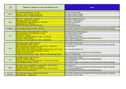 Thetford AC - Fixtures[removed]http://www.thetford-ac.co.uk/  Notes Throws workshop Chelmsford - 16th Feb Ryston XC - 16th Feb - Bungay 16th Feb XC