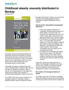 Childhood obesity unevenly distributed in Norway