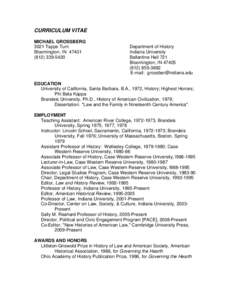 CURRICULUM VITAE MICHAEL GROSSBERG 3021 Tapps Turn Bloomington, IN[removed]5420