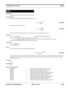 Probability Library Functions  NORSF NORSF PURPOSE