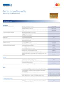 Issued by Swisscard AECS GmbH Summary of benefits NAB MasterCard® Business Euro