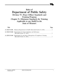 Rules of  Department of Public Safety Division 75—Peace Officer Standards and Training Program Chapter 9—Minimum Standards for Training