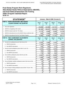 CALIFORNIA DEPARTMENT OF SOCIAL SERVICES DATA SYSTEMS AND SURVEY DESIGN BUREAU STATE OF CALIFORNIA - HEALTH AND HUMAN SERVICES AGENCY  Food Stamp Program Work Registrant,