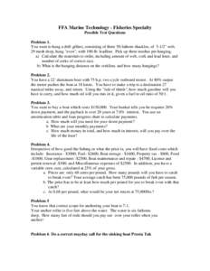 FFA Marine Technology - Fisheries Specialty Possible Test Questions Problem 1. You want to hang a drift gillnet, consisting of three 50-fathom shackles, of 5-1/2