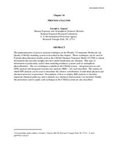 EPA/600/R[removed]Chapter 16 PROCESS ANALYSIS Gerald L. Gipson* Human Exposure and Atmospheric Sciences Division