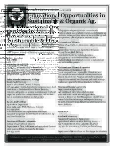 ORGANIC FACT SHEET  AG. PROGRAMS Educational Opportunities in Sustainable & Organic Ag.