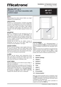 Installation- & Operation manual [Doc.id: mi-302gb_141103] Micaflex PFT ver 3. Pressure- and Flow transmitter with control output