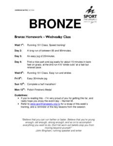 Microsoft Word - Bronze Wednesday Class