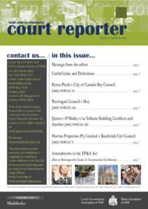 court reporter land and environment ISSUE 10, MARCH[removed]contact us... in this issue...