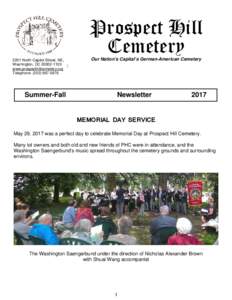 Prospect Hill Cemetery 2201 North Capitol Street, NE, Washington, DCSpring Newsletter